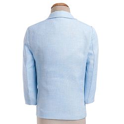 Babyhug Woven Full Sleeves Textured Party Suit with Bow Tie - White & Blue