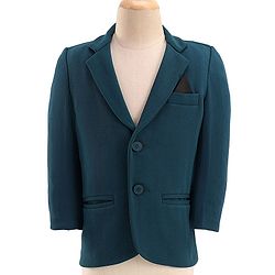 Babyhug Full Sleeves Three Piece Party Suit with Bow & Stretch - White & Teal Blue