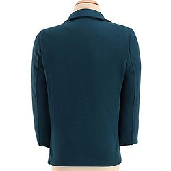 Babyhug Full Sleeves Three Piece Party Suit with Bow & Stretch - White & Teal Blue