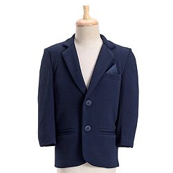 Babyhug Woven Full Sleeves 4 Piece Stretch Party Suit with Bow - White & Blue