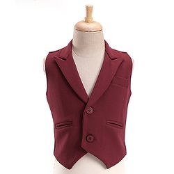 Babyhug Woven Full Sleeves Three Piece Solid Colour Party Suit with Bow - Dart Red