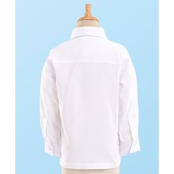 Babyhug Woven Full Sleeves Stretch Fit Party Suit With Waist Coat & Bow -  White & Dark Blue