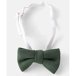 Babyhug Woven with Stretch Full Sleeves Three Pieces Party Suit with Bow - Green & White