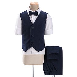 Babyhug Full Sleeves Premium Corduroy Party Suit - Black & White