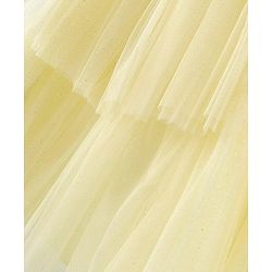 Babyhug Woven Sleeveless Mesh Layered Flare With Tail Party Frock - Yellow
