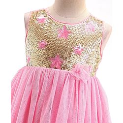 Babyhug Sleeveless Sequinned Party Frock - Pink