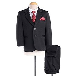 Babyhug Full Sleeves 3 Piece Stretch Party Suit with Tie - Black