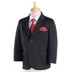Babyhug Full Sleeves 3 Piece Stretch Party Suit with Tie - Black