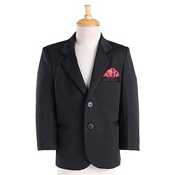 Babyhug Full Sleeves 3 Piece Stretch Party Suit with Tie - Black