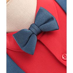 Babyhug Full Sleeves Party Wear Suit With Blazer Solid Colour  - Red & Blue