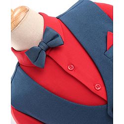 Babyhug Full Sleeves Party Wear Suit With Blazer Solid Colour  - Red & Blue