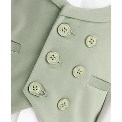 Babyhug Full Sleeves Stretch Three Piece Party Suit with Bow - Green
