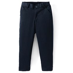 Babyhug Full Sleeves Stretch Three Piece Party Suit with Bow - Navy Blue
