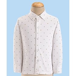 Babyhug Woven Full Sleeves Stretch Fit Party Suit With Waist Coat & Bow - Green & White