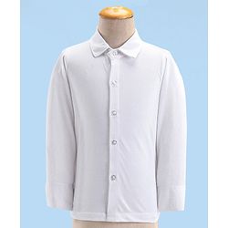 Babyhug Full Sleeves Party Suit Sheen Texture with Bow - White & Navy Blue