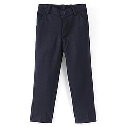 Babyhug Full Sleeves Party Suit Sheen Texture with Bow - White & Navy Blue