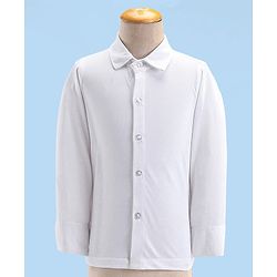 Babyhug Full Sleeves Party Suit Sheen Texture with Bow - White & Navy Blue
