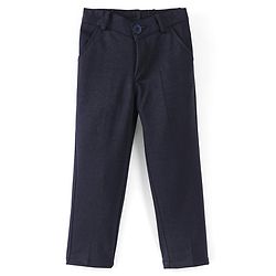 Babyhug Full Sleeves Party Suit Sheen Texture with Bow - White & Navy Blue