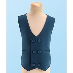 Babyhug Full Sleeves Three Piece Premium Party Suit with Bow  - White & Royal Blue