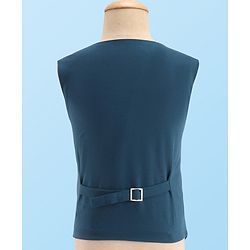 Babyhug Full Sleeves Three Piece Premium Party Suit with Bow  - White & Royal Blue
