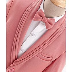 Babyhug Full Sleeves 3 Piece Party Suit with Stretch & Bow - White & Pink