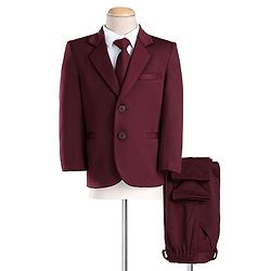 Babyhug Full Sleeves 3 Piece Stretch Party Suit with Tie - Maroon