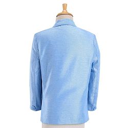 Babyhug Full Sleeves 3 Piece Stretch Party Suit with Bow - Light Blue