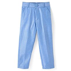 Babyhug Full Sleeves 3 Piece Stretch Party Suit with Bow - Light Blue