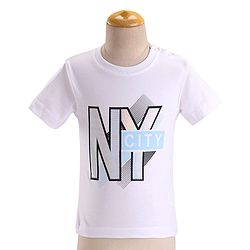 Babyhug Woven Full Sleeves Stretchable Party Suit & T-Shirt Set with Text Print - Light Blue