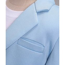 Babyhug Woven Full Sleeves Stretchable Party Suit & T-Shirt Set with Text Print - Light Blue