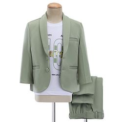Babyhug Woven Full Sleeves Stretch Party Suit & T-Shirt With Text Print - Green