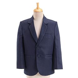 Babyhug Full Sleeves Party Suit with Stretch & Bow - White & Navy Blue