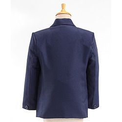 Babyhug Full Sleeves Party Suit with Stretch & Bow - White & Navy Blue