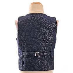 Babyhug Woven Full Sleeves Stretch Fit Party Suit With Floral Printed Waist Coat & Bow -Blue