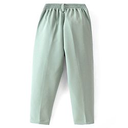 Babyhug Woven Full Sleeves Stretch Fit Party Suit With Waist Coat & Bow - Light Green