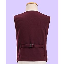 Babyhug Full Sleeves 3 Piece Party Suit with Bow & Stretch Solid Color - Maroon & White