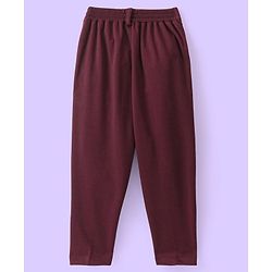 Babyhug Full Sleeves 3 Piece Party Suit with Bow & Stretch Solid Color - Maroon & White