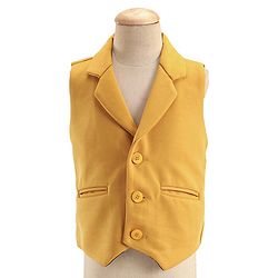 Babyhug Woven Full Sleeves Stretchable Three Piece Solid Colour Party Suit with Bow - Yellow & Black