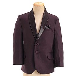 Babyhug Woven Full Sleeves Three Piece Solid Colour Party Suit with Bow - Maroon