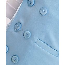 Babyhug Full Sleeves Three Piece Party Suit with Bow & Stretch - White & Blue