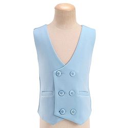 Babyhug Full Sleeves Three Piece Party Suit with Bow & Stretch - White & Blue