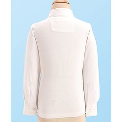 Babyhug Full Sleeves Three Piece Party Suit with Bow & Stretch - White & Blue
