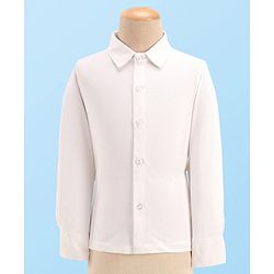 Babyhug Full Sleeves Three Piece Party Suit with Bow & Stretch - White & Blue