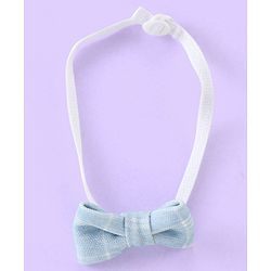 Babyhug Full Sleeves Three Piece Party Suit Checkered with Bow & Hat - White & Blue
