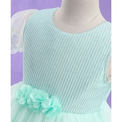 Babyhug Half Balloon Sleeves Textured Yoke Party Frock with Floral Applique -  Mint