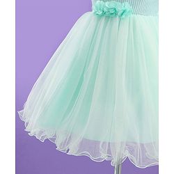 Babyhug Half Balloon Sleeves Textured Yoke Party Frock with Floral Applique -  Mint
