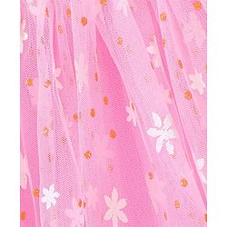 Babyhug Flutter Sleeves a Line Rubber Printed Party Frock - Pink