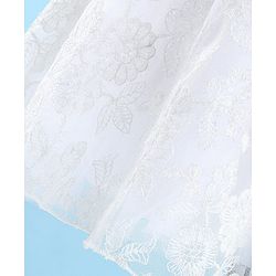 Babyhug Sleeveless Floral Embroidery with Bow Applique Party Frock - White