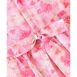 Babyhug Sleeveless Floral Printed Fit & Flare Party Frock with Floral Applique  - Pink