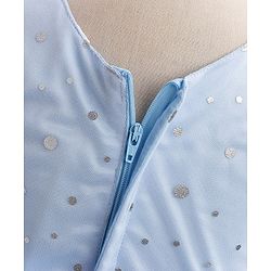Babyhug Sleeveless Foil Printed with Bow Applique Flared Party Frock - Powder Blue